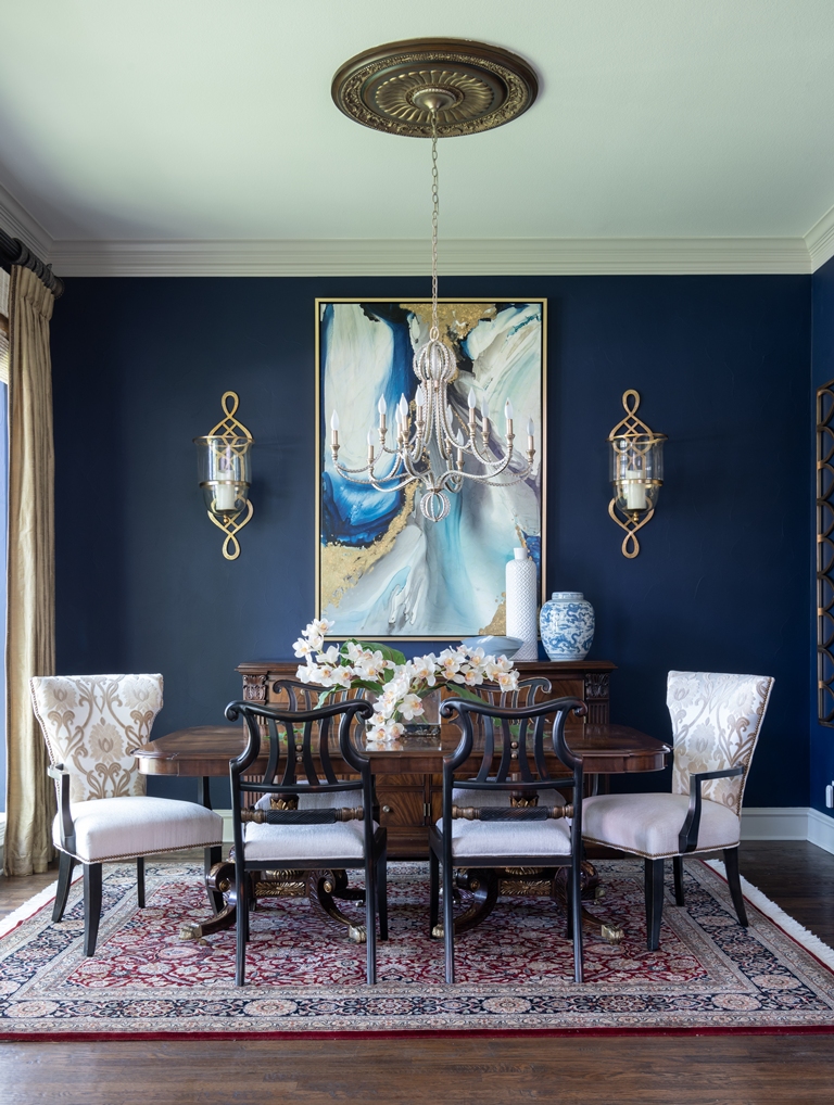 Traditional guest room with custom upholstered chairs, refined finishes, and timeless Dallas interior design