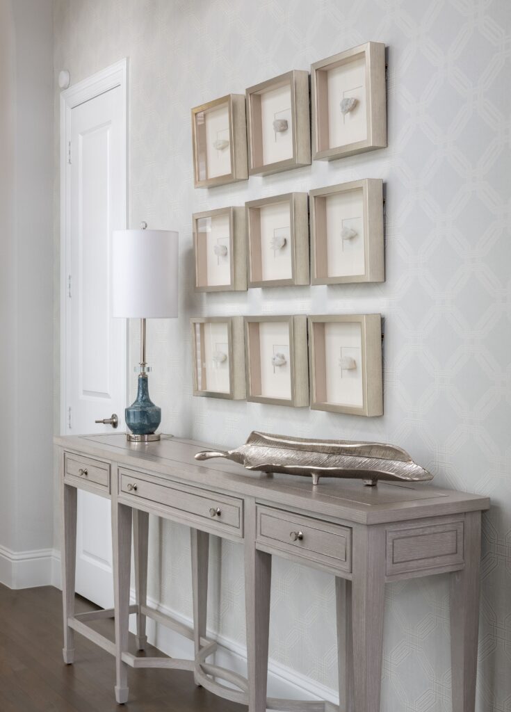 Crystal Shadow Box Collage Foyer Art – Transitional Home Décor Texas