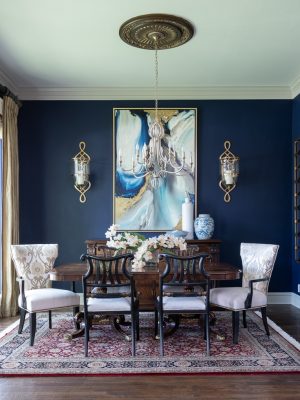 Traditional guest room with custom upholstered chairs, refined finishes, and timeless Dallas interior design